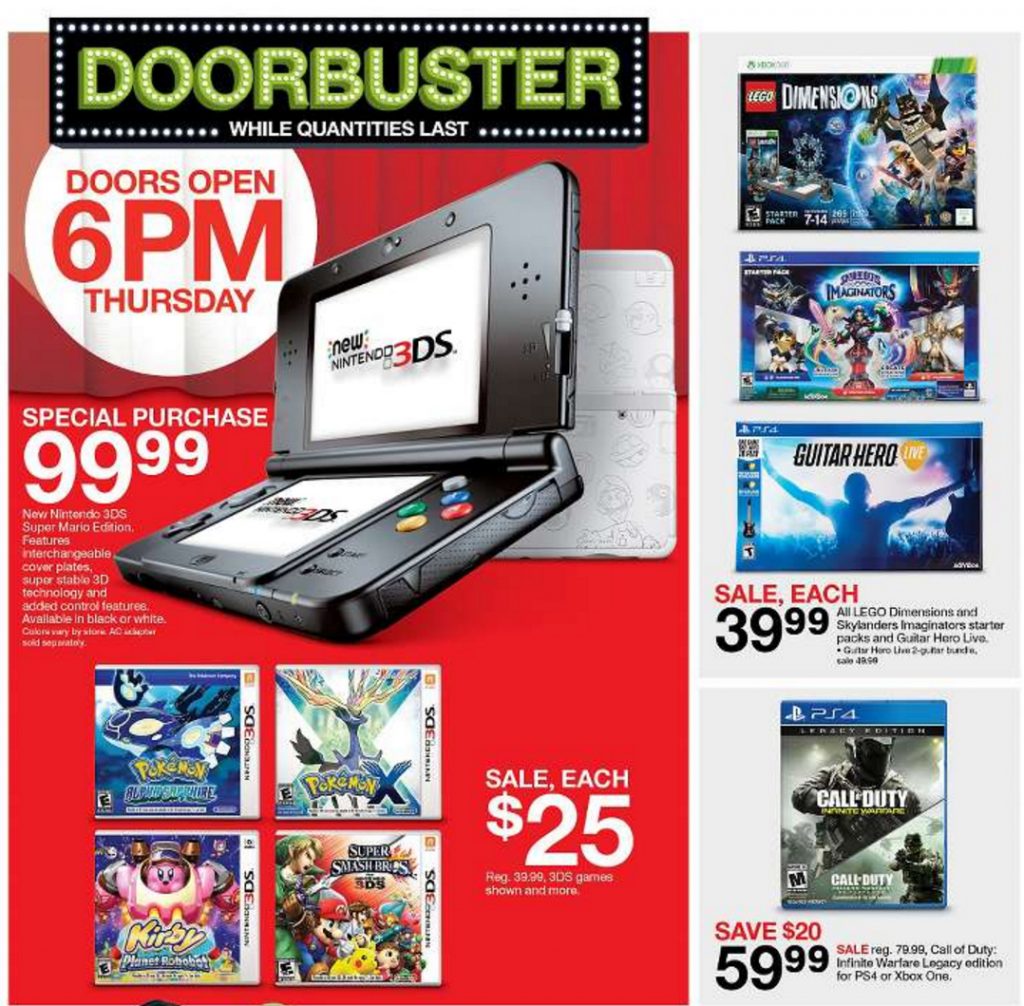 Target s Black Friday ad includes the New 3DS and other Nintendo