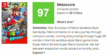 metacritic on X: As of this moment, Super Mario Odyssey [97] is the Best  Reviewed Game of 2017:   / X