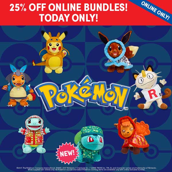 Pokémon bundles at Build-A-Bear are 25% off today only ...