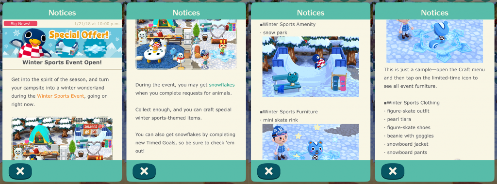 animal crossing pocket camp winter sports event