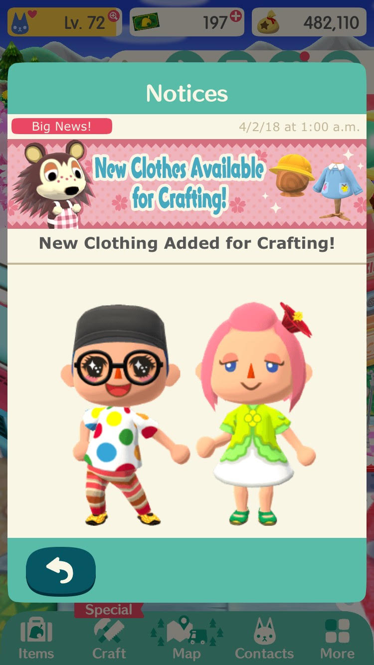 More new clothing items available for crafting in Animal ...