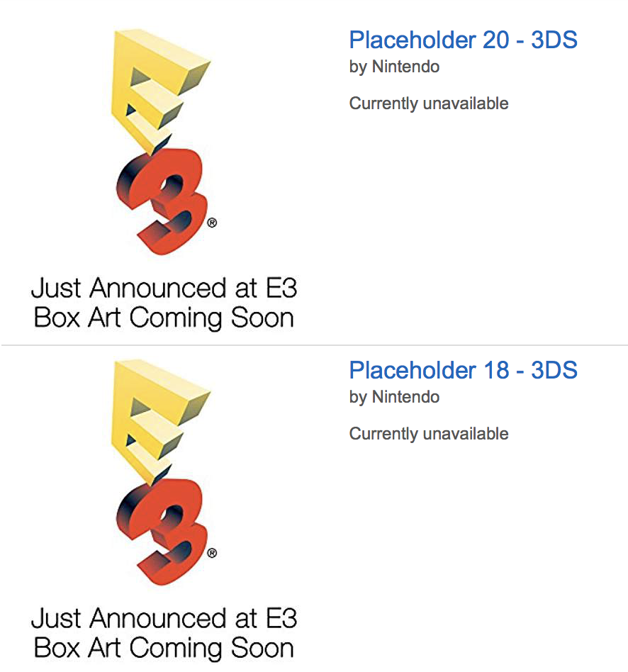 E3 2018 nintendo 3DS placeholder titles