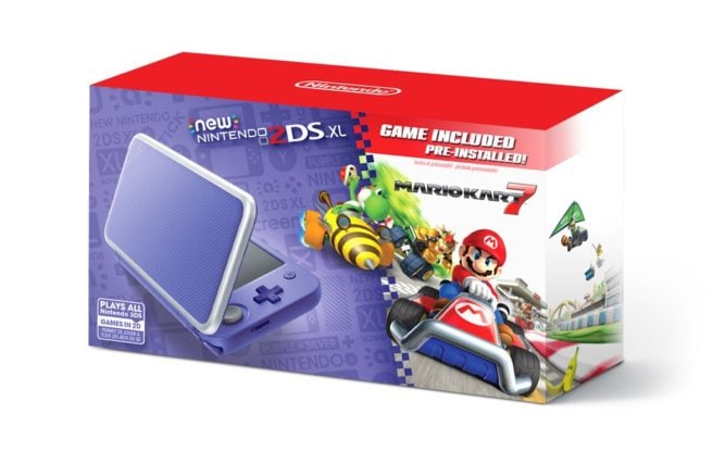 Purple and Silver New Nintendo 2DS XL Mario Kart 7 Bundle