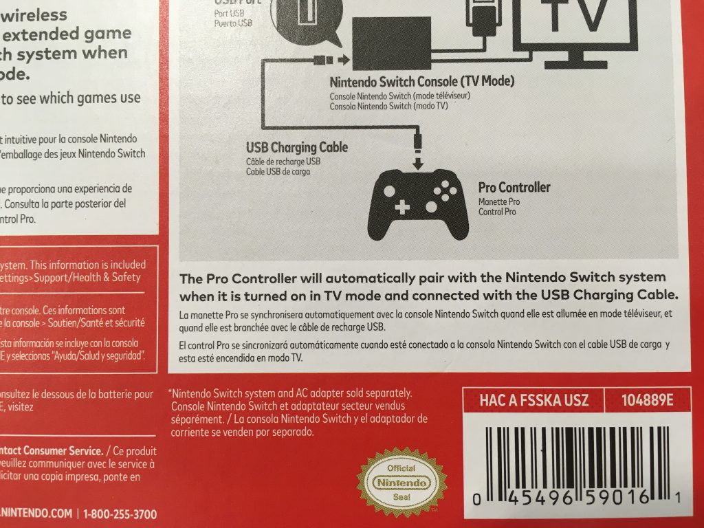 nintendo switch pro controller box