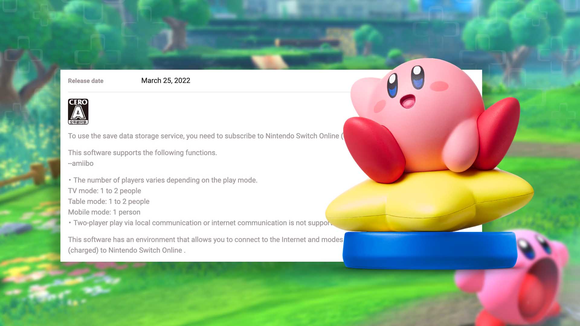 Amiibo Kirby Nintendo Switch