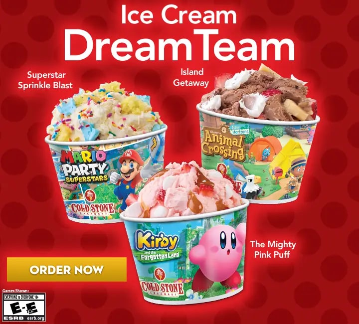 Cold Stone Creamery debuts Nintendo themed ice cream flavors, hosts