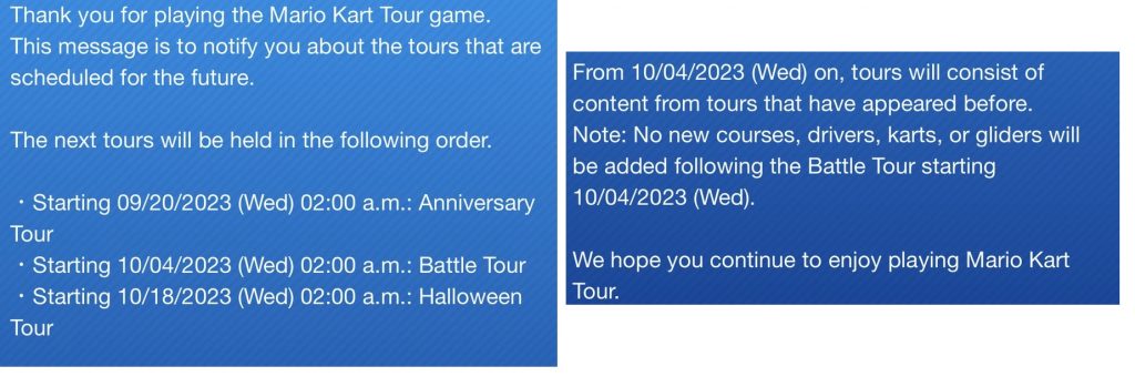 Here are the 93 tours as of the 3.5 Year Anniversary that Nintendo seems to  have forgotten. What will keep you playing until the 4th Anniversary? : r/ MarioKartTour